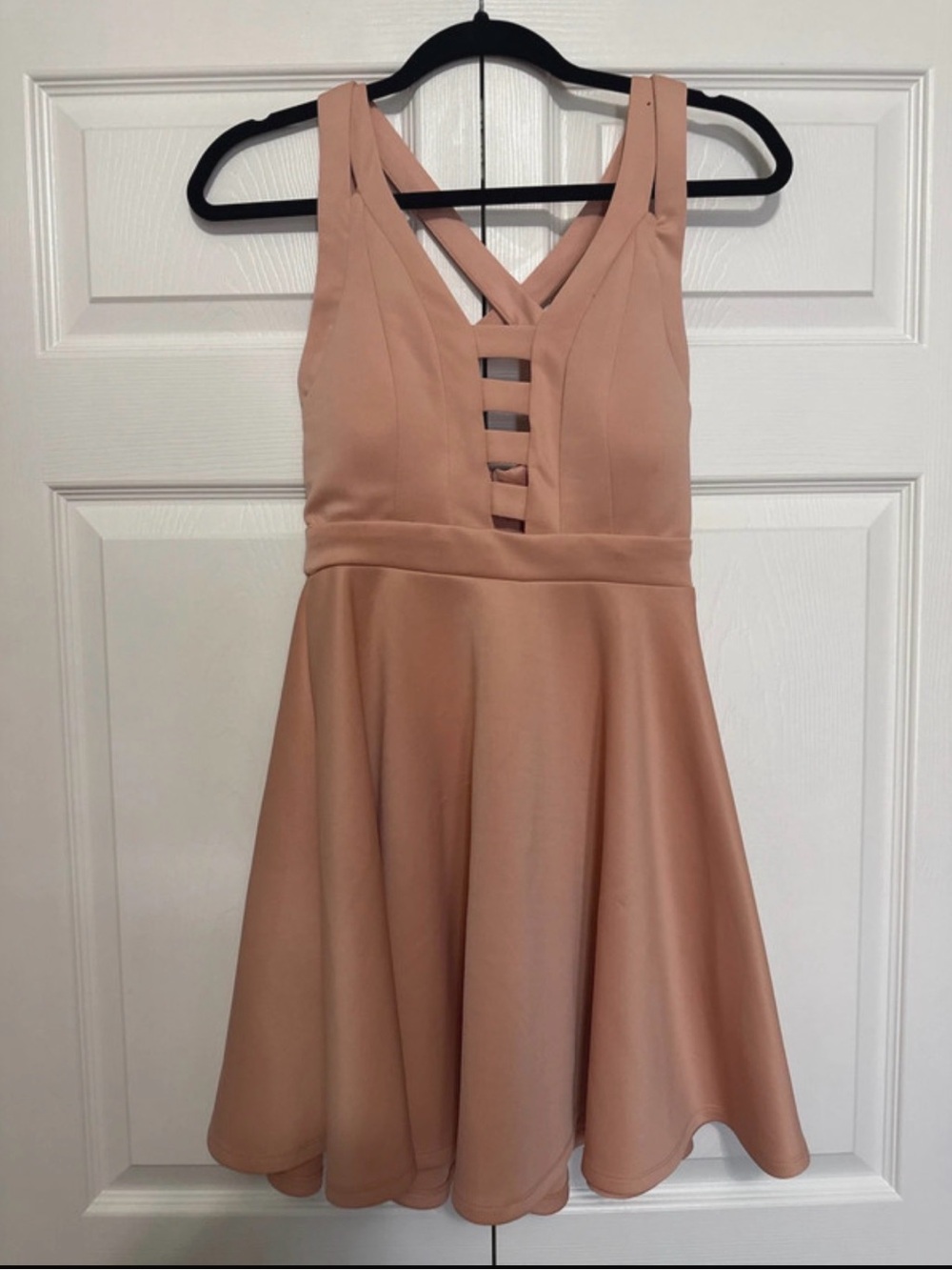 Emerald Sundae Blush Pink Strappy Fit & Flare Mini Dress